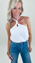 Coastal Nights Halter Top (white)