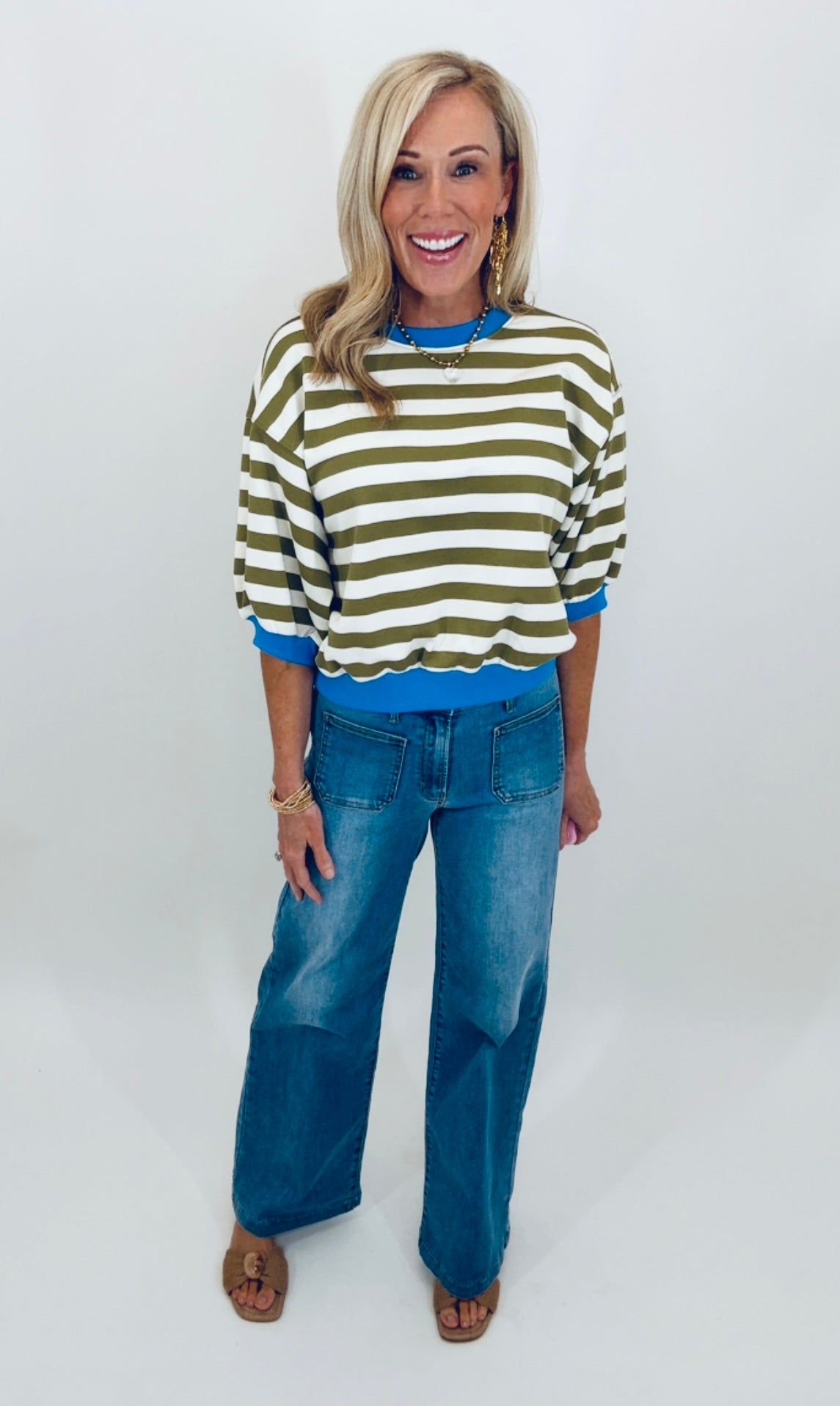 Carefree Stripe Top (olive)