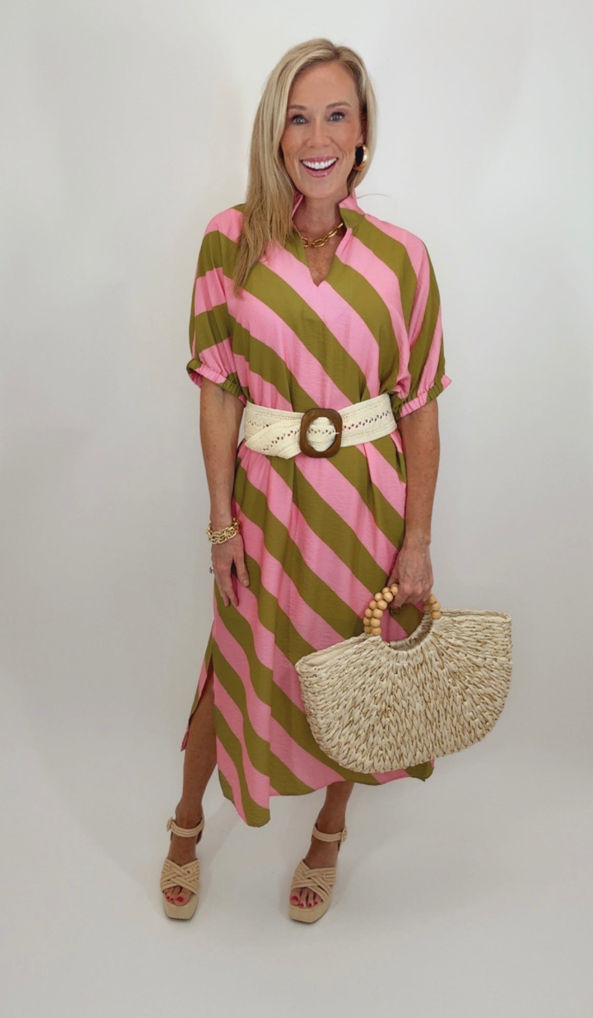 Pink Palm Avenue Midi Dress
