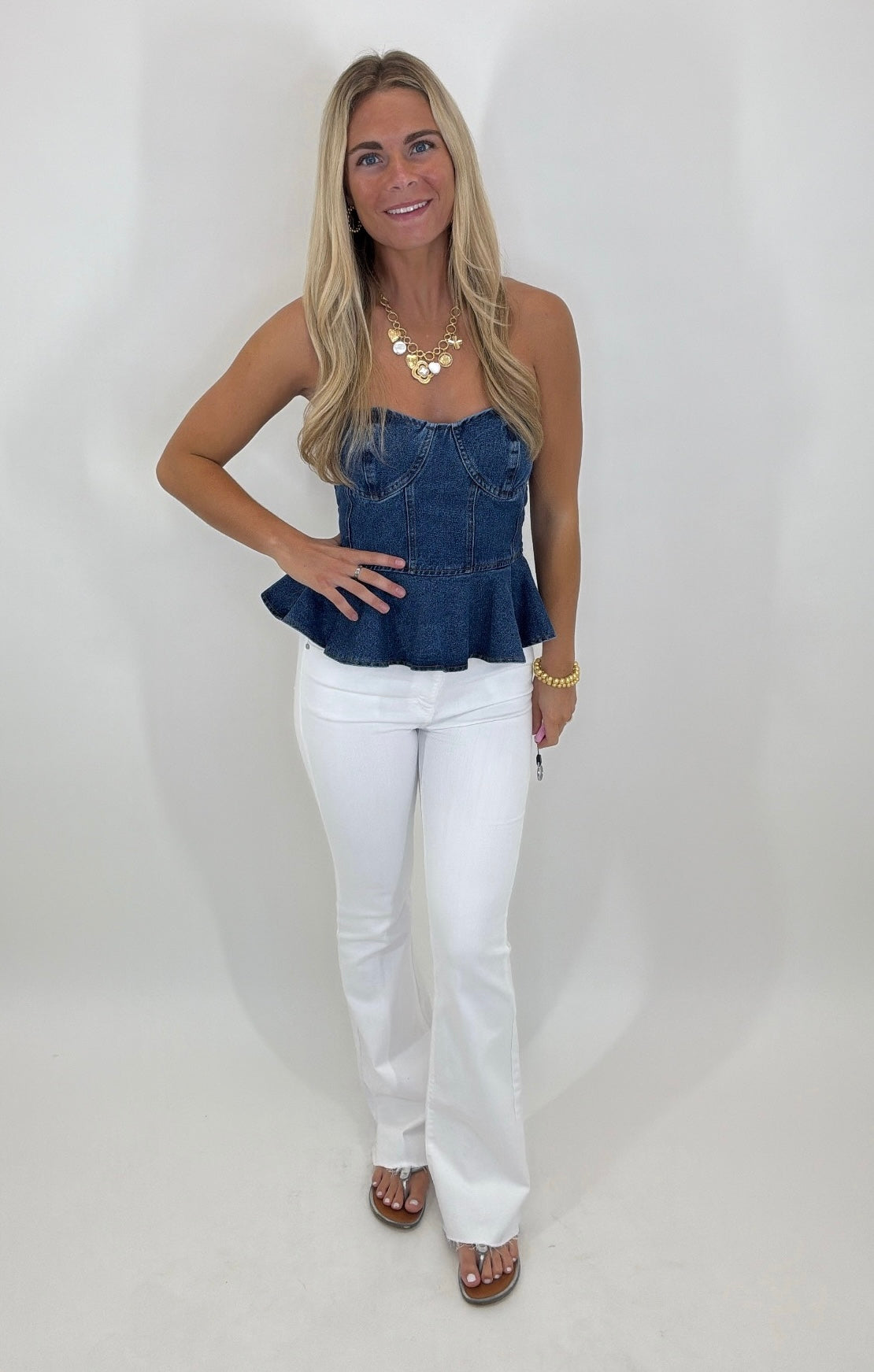 Sienna Denim Peplum Top