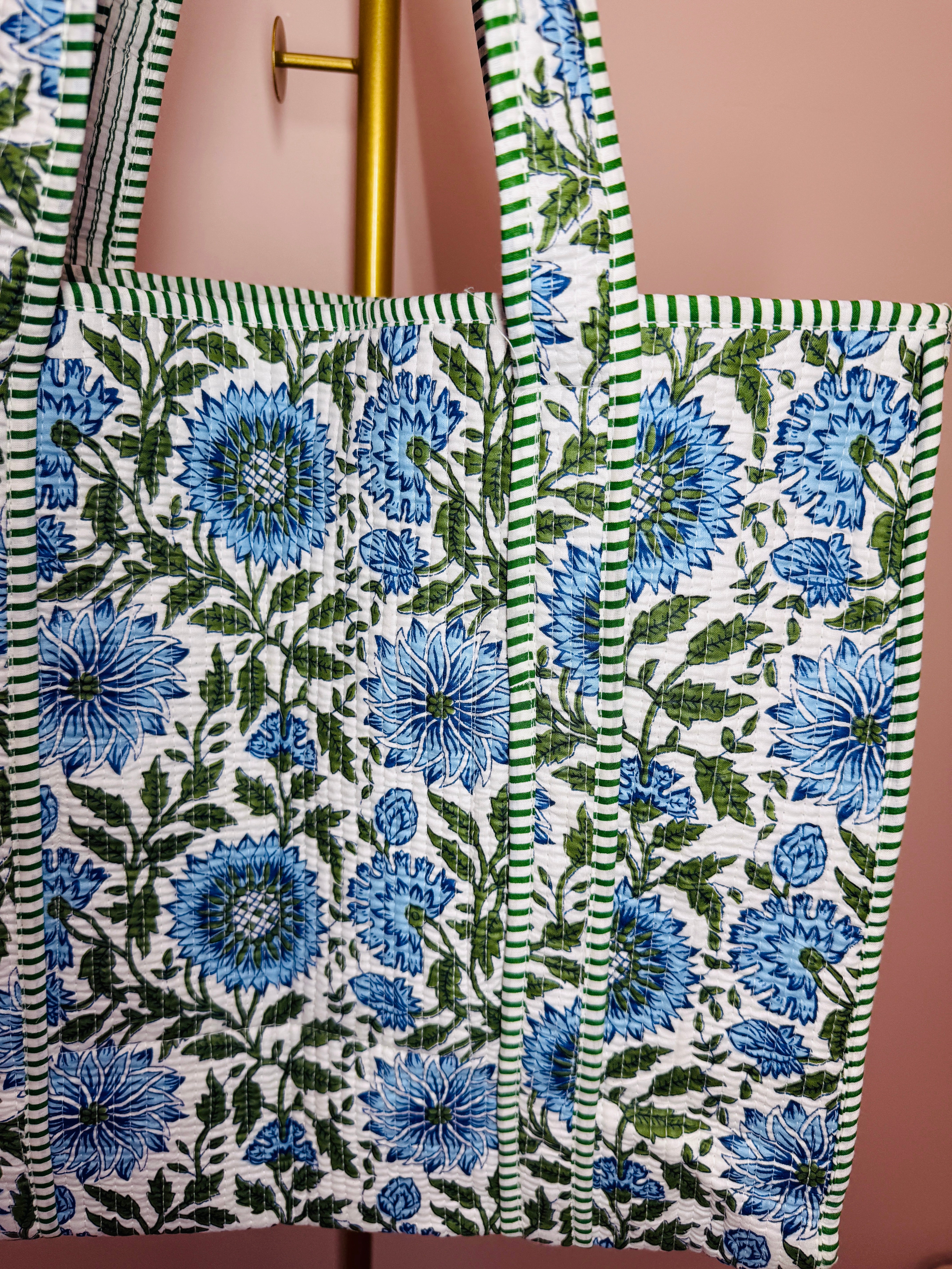 Coastal Petal Quilted Large Tote