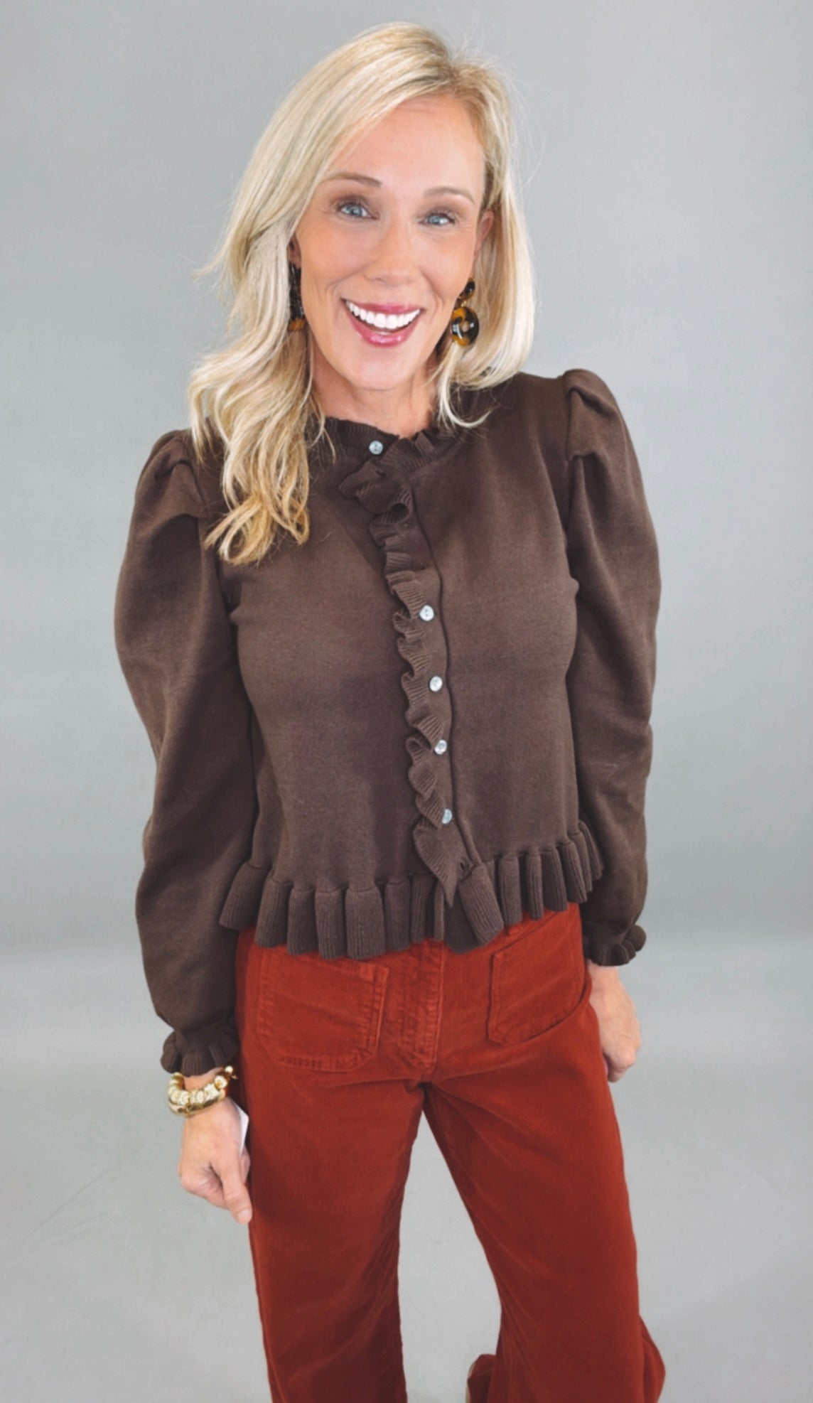 Cocoa Ruffle Cardigan