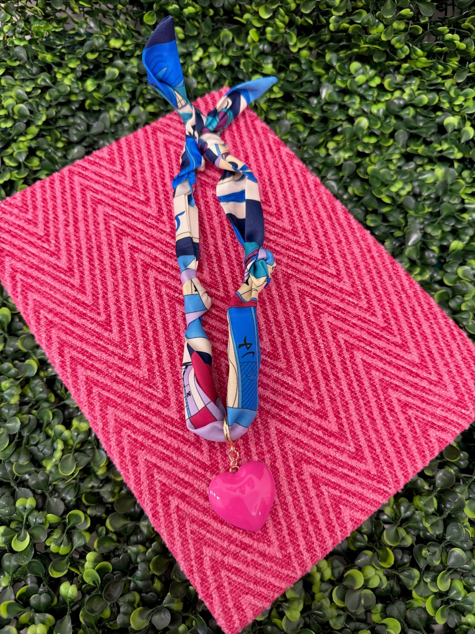 Bubblegum Heart Scarf Necklace