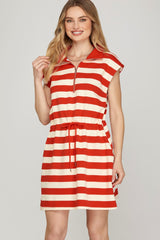 Shoreline Zip Dress (red)