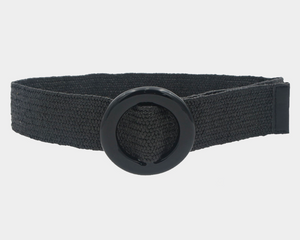 Acrylic Circle Buckle Straw Belt (black)
