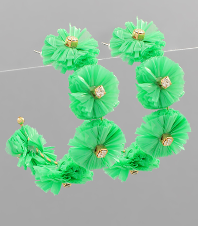 Flower Raffia Hoop (green)