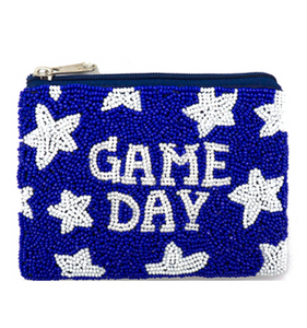Game Day Bead Coin Purse (blue/wht)