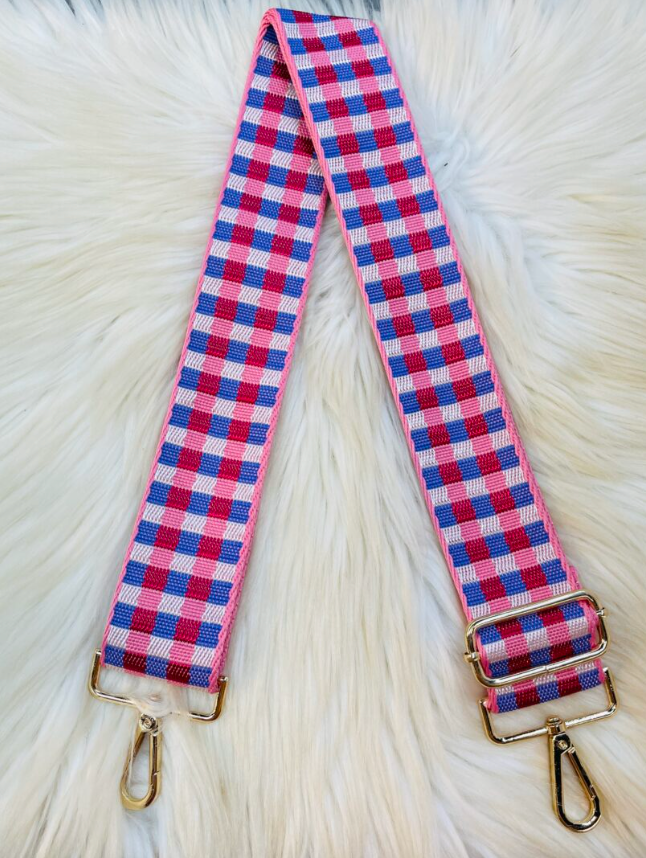 Checkered Style Guitar Strap (pink/purp)