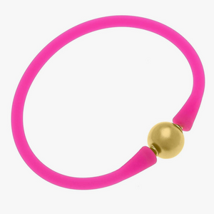 Bali Gold Bead Bracelet (fuchsia)