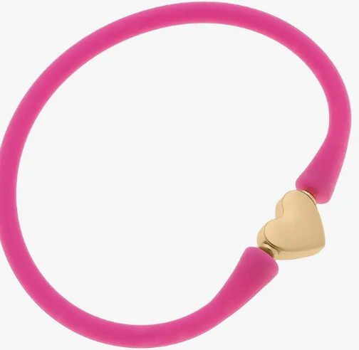 Bali Gold Heart Bracelet (magenta)