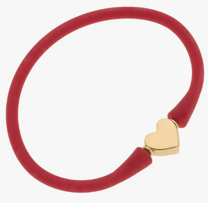 Bali Gold Heart Bracelet (red)