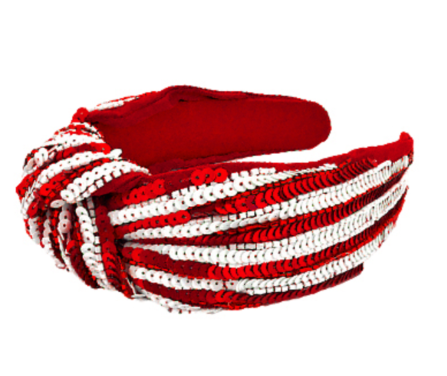 Stripe Sequin Headband (red/wht)
