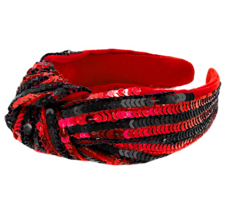 Stripe Sequin Headband (red/blk)