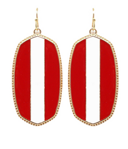Stripe Hexagon Earring (red)