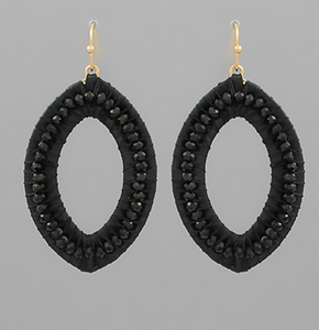 Raffia + Glass Bead Earring (black)