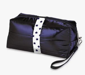 Navy Star Puffer Cosmetic Bag