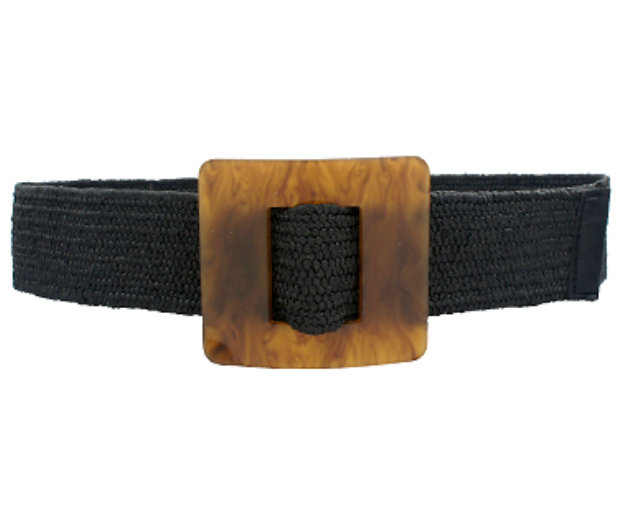 Lucite Square Straw Belt (black)