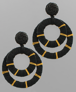 Raffia Double Circle Earring (black)