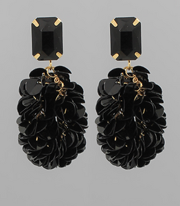 Sequin Fringe Earring (black)
