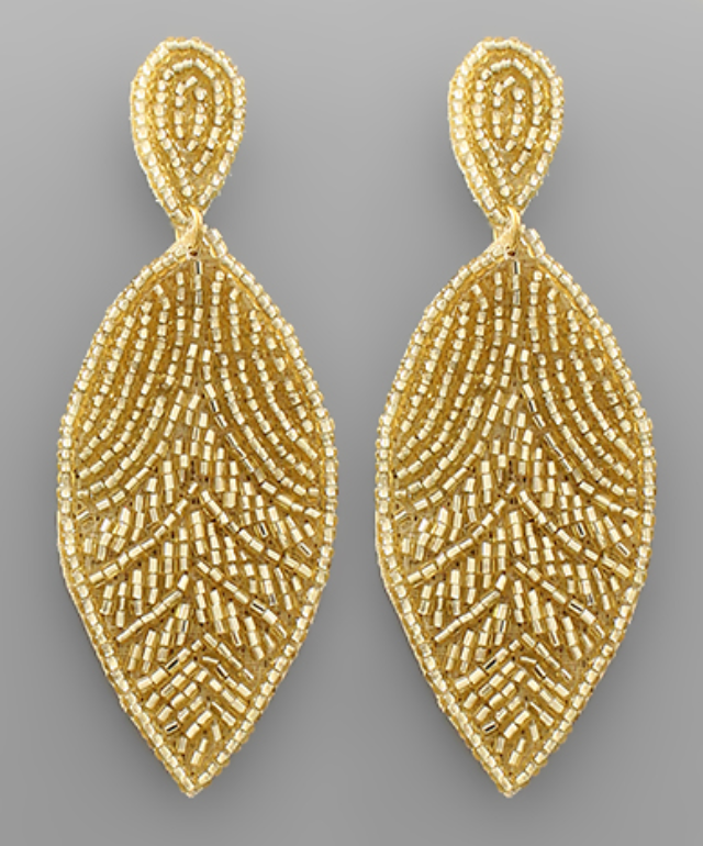 Bead Leaf Earring (gold)