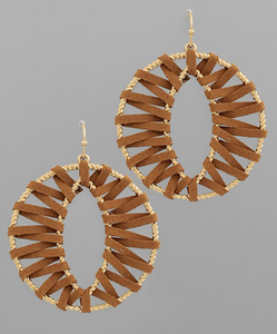 Round Leather Earring (brown)