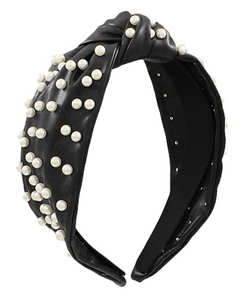 Pearl Leather Headband (black)
