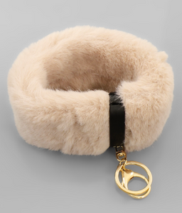Fur Wristlet Keychain (beige)