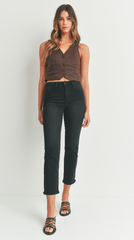 Slim Straight Distress Jean (washed black)