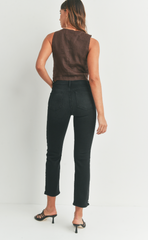 Slim Straight Distress Jean (washed black)