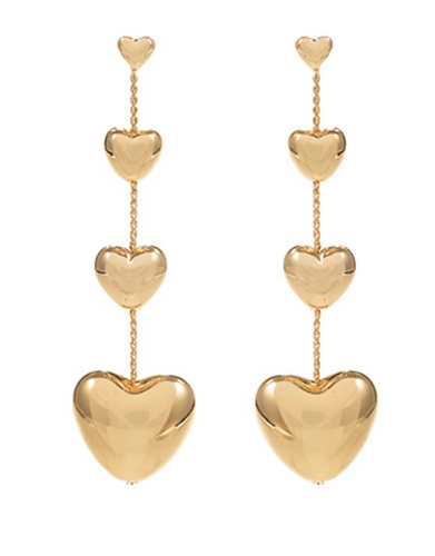 Gold Drop Heart Earring