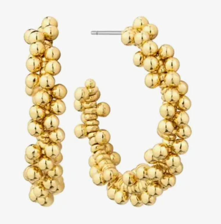 Gold Bead Wrap Earring