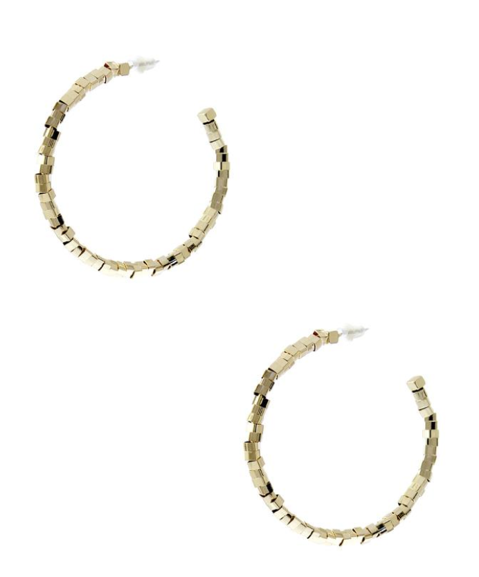 Gold Square Bead Hoop