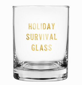 Holiday Survival Rocks Glass