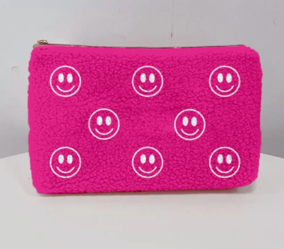 Fluffy Cosmetic Bag (pink smile)