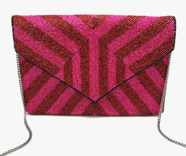 Pink + Red Bead Clutch