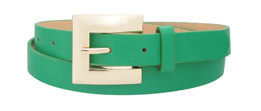 Mod Rectangle Buckle Skinny Belt (kelly)