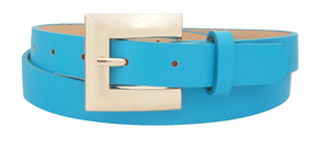 Mod Rectangle Buckle Skinny Belt (turquoise)