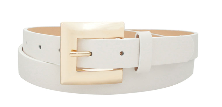 Mod Rectangle Buckle Skinny Belt (off white)
