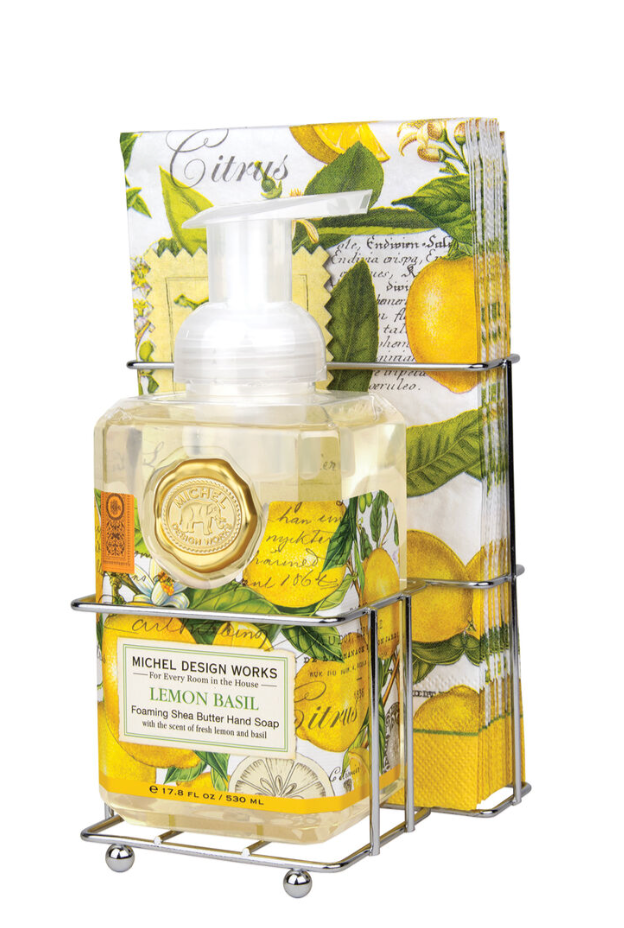 Lemon Basil Foaming Hand Soap + Napkin Set