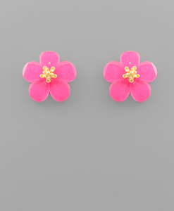 Flower Stud Earring (fuchsia)
