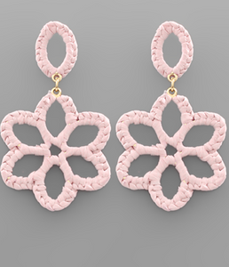 Raffia Flower Earring (baby pink)