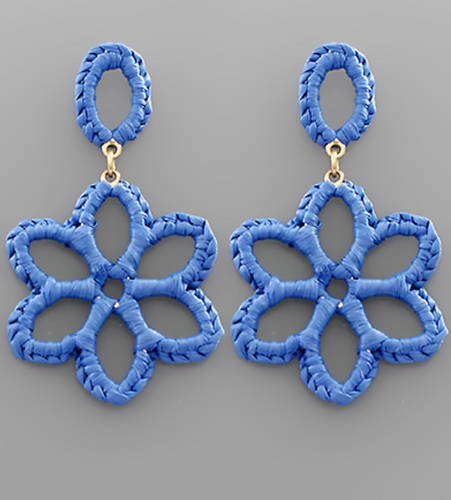 Raffia Flower Earring (blue)
