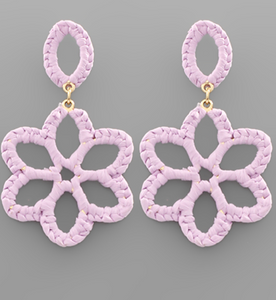 Raffia Flower Earring (lavender)