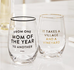 Mom of the Year Wine Glass