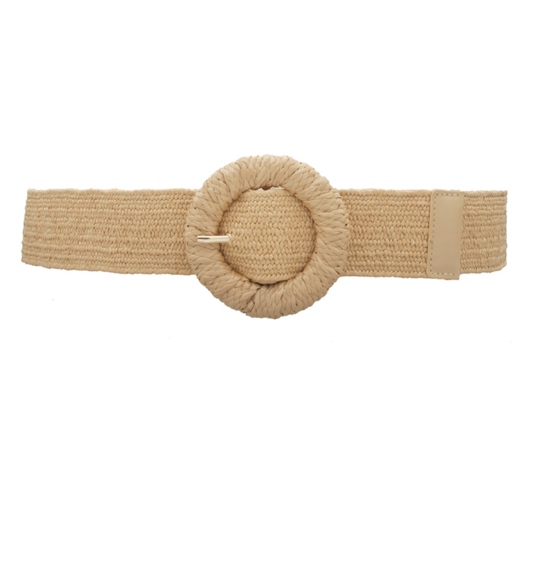 Circle Buckle Straw Belt (tan)
