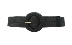 Circle Buckle Straw Belt (black)