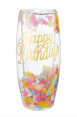Happy Birthday Confetti Champs Glass