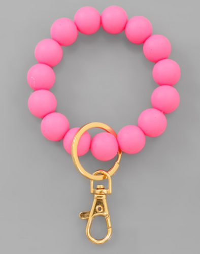 Silicone Ball Keychain Bracelet (hot pink)
