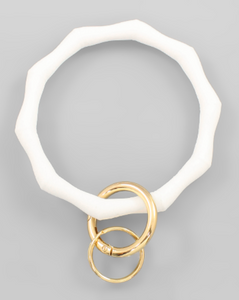 Bamboo Silicone Keyring Bracelet (white)