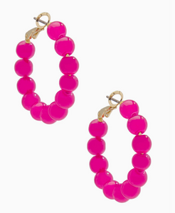 Small Glass Bead Hoop (hot pink)
